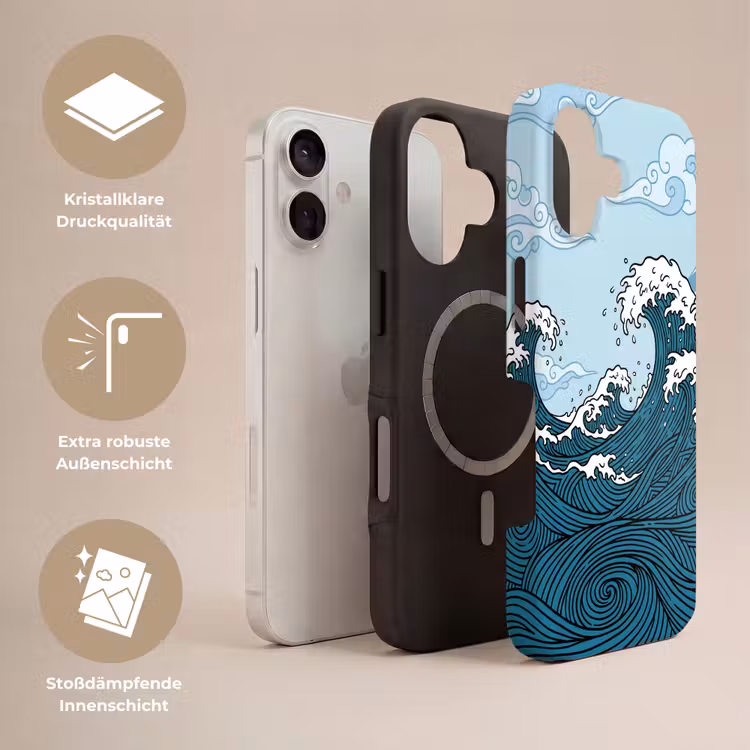 Zee - Golven - Japans - Natuur - Blauw Toughcase MagSafe Apple iPhone 17 klein -USP_Lagen_DE