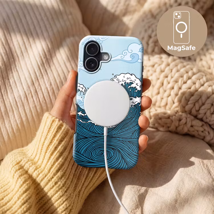 Zee - Golven - Japans - Natuur - Blauw Toughcase MagSafe Apple iPhone 17 klein -USP_MagsafeV