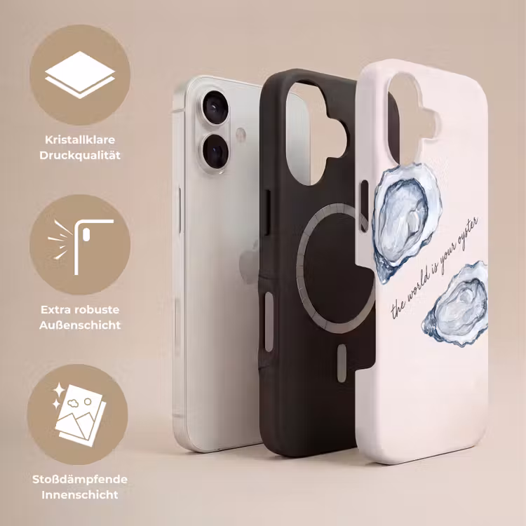 Zeeleven - Oester - Aquarel - Minimalistisch - Blauw Toughcase MagSafe Apple iPhone 17 klein -USP_Lagen_DE