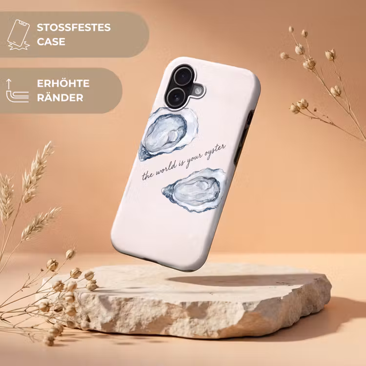 Zeeleven - Oester - Aquarel - Minimalistisch - Blauw Toughcase MagSafe Apple iPhone 17 klein -USP_RandenV_DE