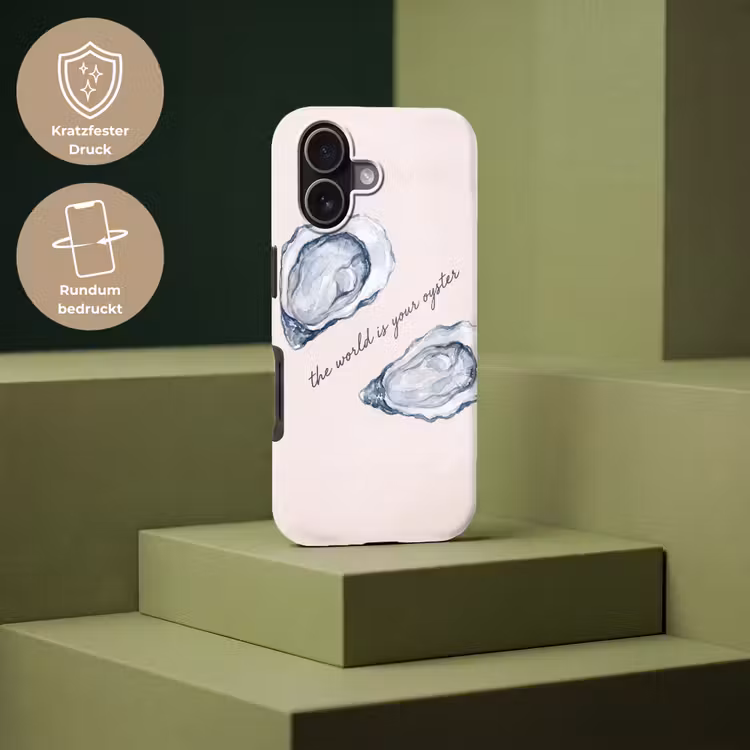 Zeeleven - Oester - Aquarel - Minimalistisch - Blauw Toughcase MagSafe Apple iPhone 17 klein -USP_PrintM_DE