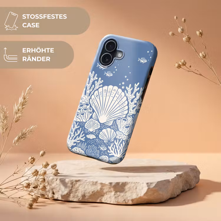 Zeeleven - Koraal - Schelp - Vis - Illustratie - Onderwater Toughcase MagSafe Apple iPhone 17 klein -USP_RandenV_DE