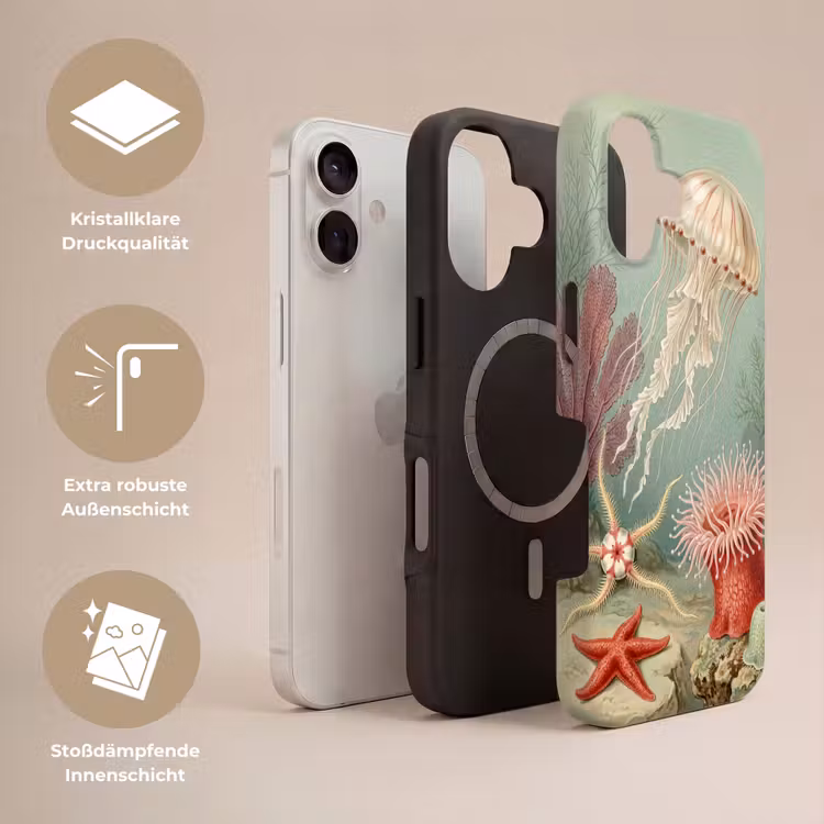 Zeeleven - Kwal - Onderwater - Illustratie - Beige Toughcase MagSafe Apple iPhone 17 klein -USP_Lagen_DE