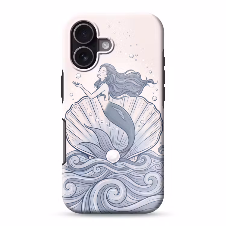 Zeemeermin - Schelp - Zee - Fantasie - Blauw Toughcase MagSafe Apple iPhone 17 klein -3d