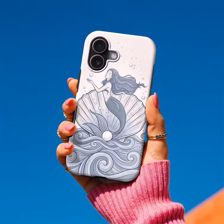Zeemeermin - Schelp - Zee - Fantasie - Blauw Toughcase MagSafe Apple iPhone 17 klein -Sfeer1V