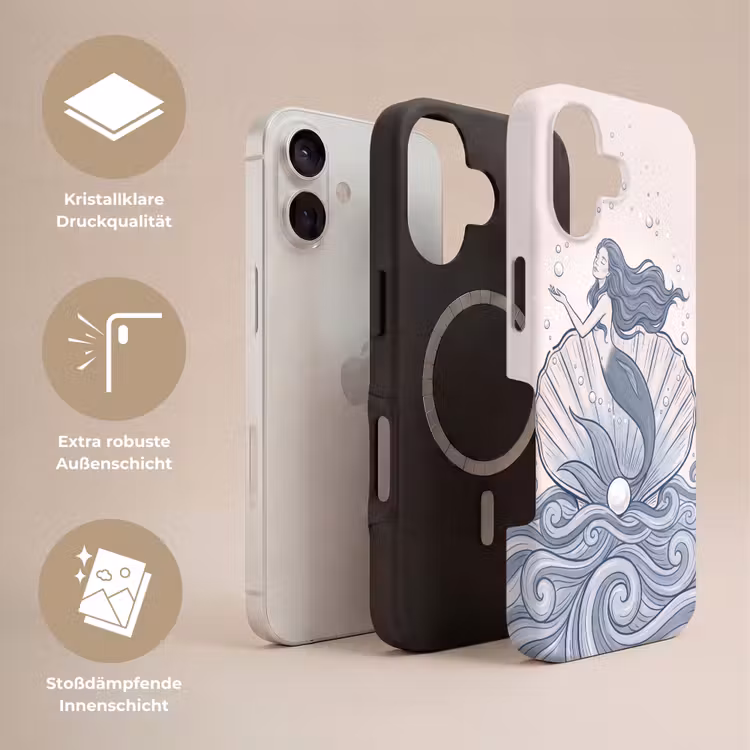 Zeemeermin - Schelp - Zee - Fantasie - Blauw Toughcase MagSafe Apple iPhone 17 klein -USP_Lagen_DE