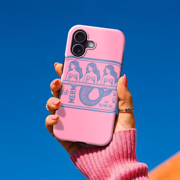 Meermin - Sardineblik - Illustratie - Roze - Retro Toughcase MagSafe Apple iPhone 17 klein -Sfeer1V