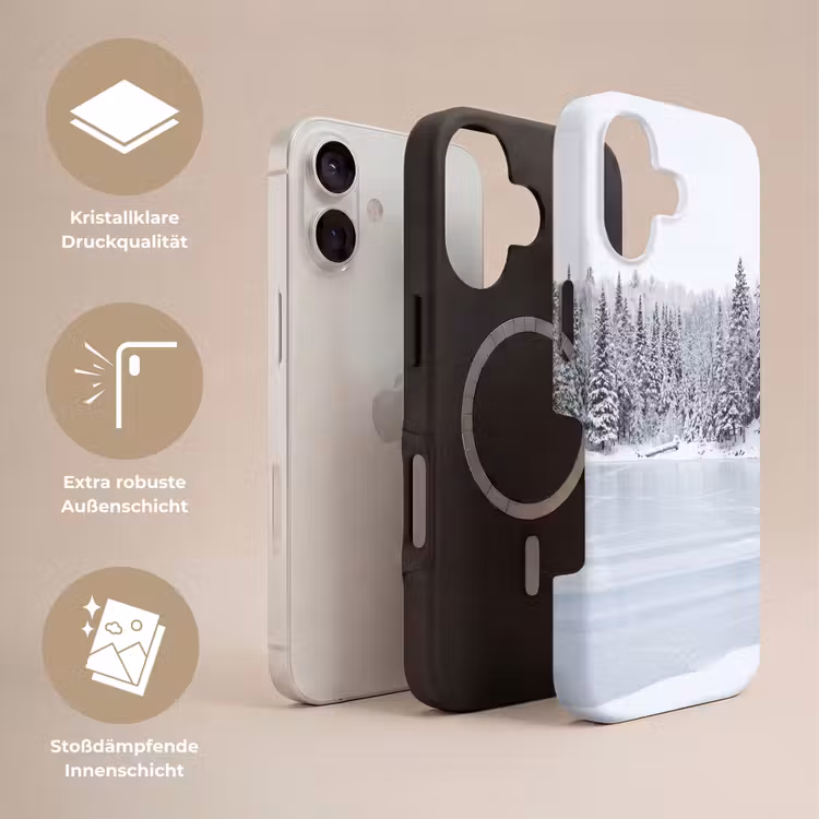 Meer - Dennen - IJs - Winter - Rustgevend Toughcase MagSafe Apple iPhone 17 klein -USP_Lagen_DE
