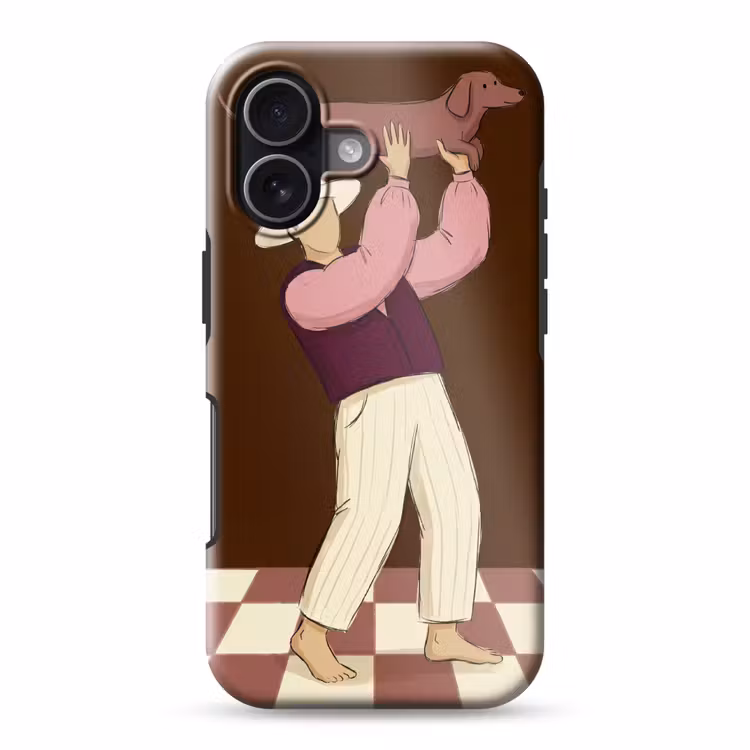 Mens - Hond - Dieren - Abstract - Roze Toughcase MagSafe Apple iPhone 17 klein -3d