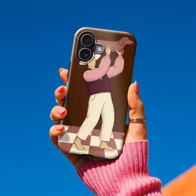 Mens - Hond - Dieren - Abstract - Roze Toughcase MagSafe Apple iPhone 17 klein -Sfeer1V