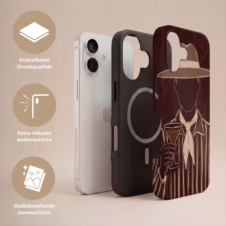 Mens - Hoed - Cocktail - Abstract - Bruin Toughcase MagSafe Apple iPhone 17 klein -USP_Lagen_DE