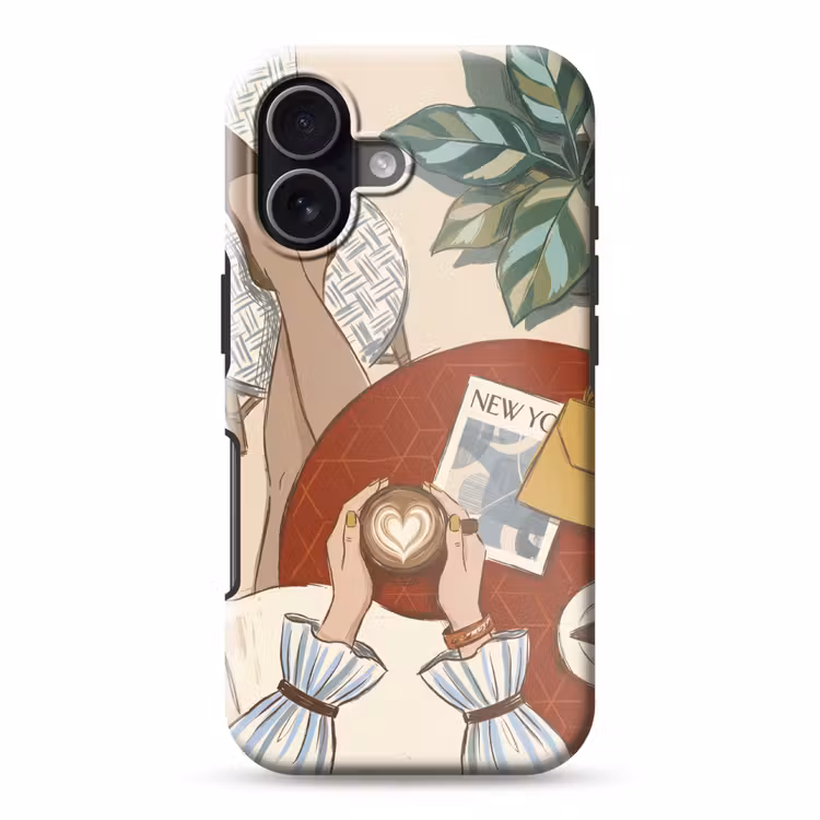 Mensen - Cafe - Koffie - Stadsleven - Modern Toughcase MagSafe Apple iPhone 17 klein -3d