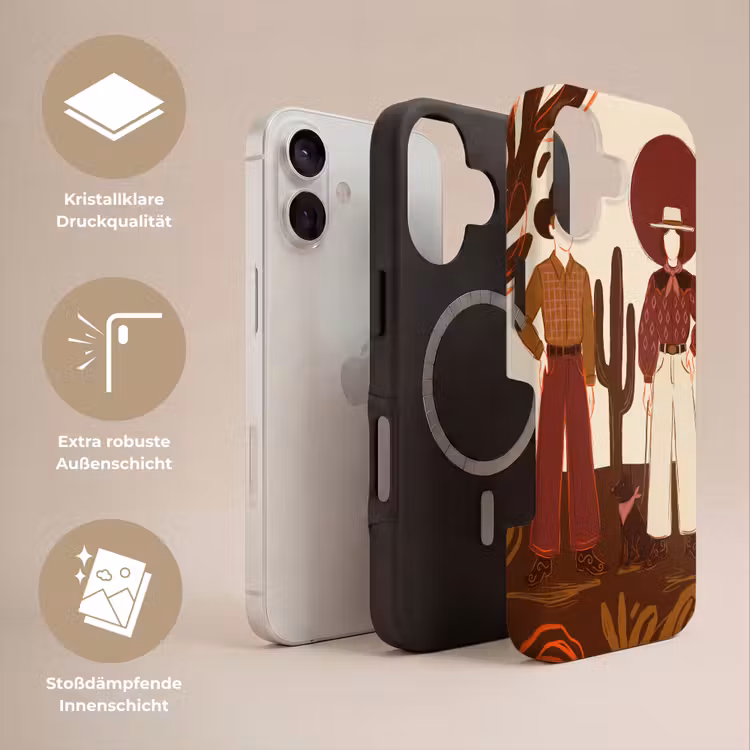 Mensen - Cowboykleding - Westerse stijl - Illustratie - Bruin Toughcase MagSafe Apple iPhone 17 klein -USP_Lagen_DE