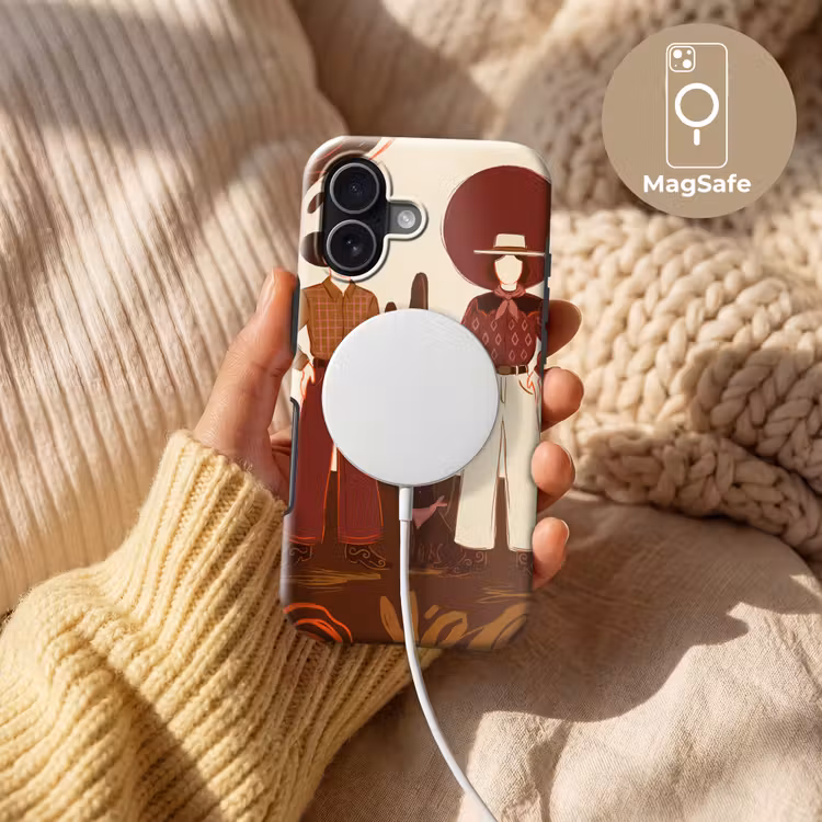 Mensen - Cowboykleding - Westerse stijl - Illustratie - Bruin Toughcase MagSafe Apple iPhone 17 klein -USP_MagsafeV