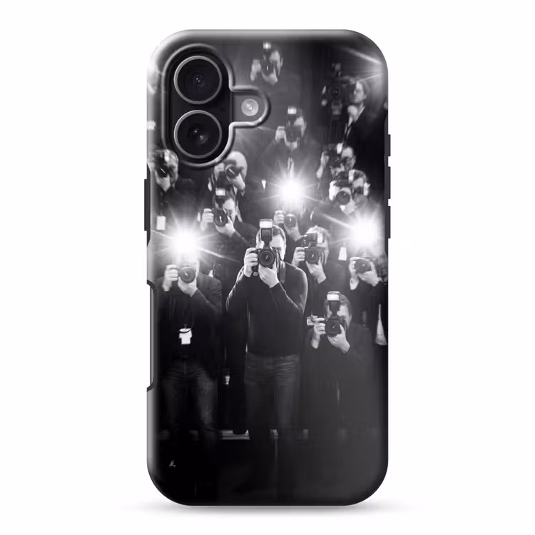 Mensen - Camera - Flitslicht - Zwart-wit - Media Toughcase MagSafe Apple iPhone 17 klein -3d