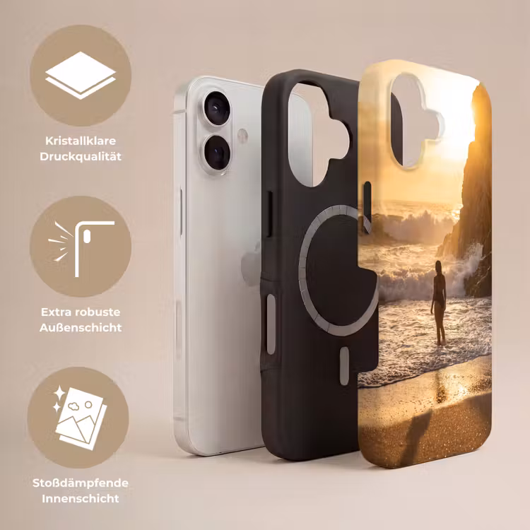 Mensen - Oceaan - Zonsondergang - Kust - Goud Toughcase MagSafe Apple iPhone 17 klein -USP_Lagen_DE
