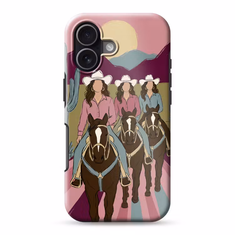 Mensen - Paard - Woestijn - Abstract - Roze Toughcase MagSafe Apple iPhone 17 klein -3d