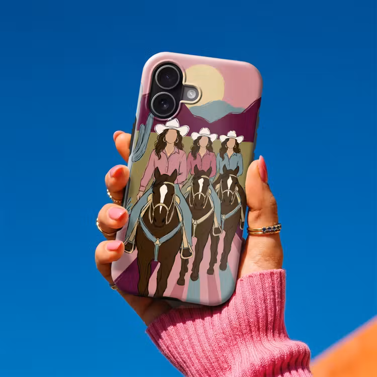 Mensen - Paard - Woestijn - Abstract - Roze Toughcase MagSafe Apple iPhone 17 klein -Sfeer1V