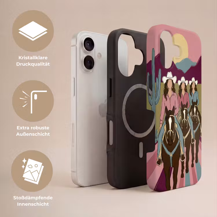 Mensen - Paard - Woestijn - Abstract - Roze Toughcase MagSafe Apple iPhone 17 klein -USP_Lagen_DE
