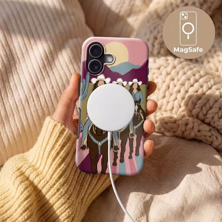 Mensen - Paard - Woestijn - Abstract - Roze Toughcase MagSafe Apple iPhone 17 klein -USP_MagsafeV