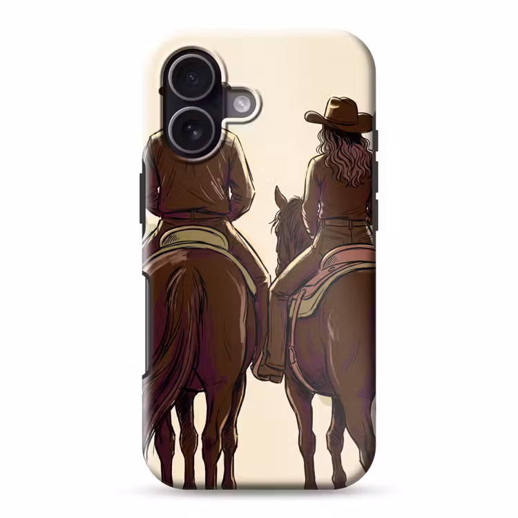Mensen - Ruiters - Western - Illustratie - Bruin Toughcase MagSafe Apple iPhone 17 klein -3d