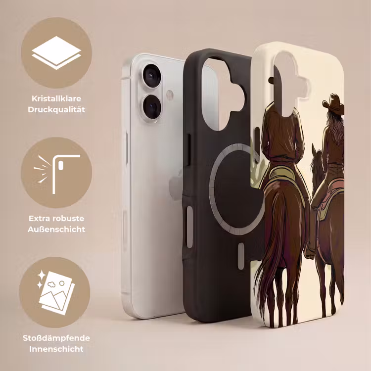 Mensen - Ruiters - Western - Illustratie - Bruin Toughcase MagSafe Apple iPhone 17 klein -USP_Lagen_DE