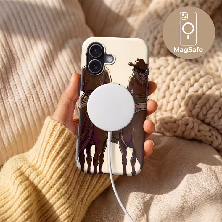 Mensen - Ruiters - Western - Illustratie - Bruin Toughcase MagSafe Apple iPhone 17 klein -USP_MagsafeV