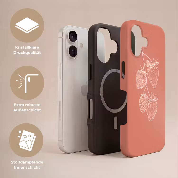 Minimalistisch - Illustratie - Aardbei - Tak Toughcase MagSafe Apple iPhone 17 klein -USP_Lagen_DE
