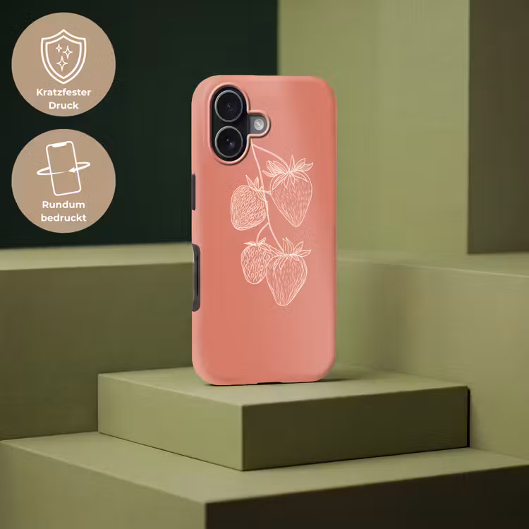 Minimalistisch - Illustratie - Aardbei - Tak Toughcase MagSafe Apple iPhone 17 klein -USP_PrintM_DE
