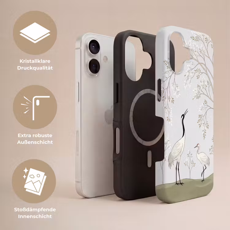Minimalistisch - Kraanvogels - Blauw Toughcase MagSafe Apple iPhone 17 klein -USP_Lagen_DE