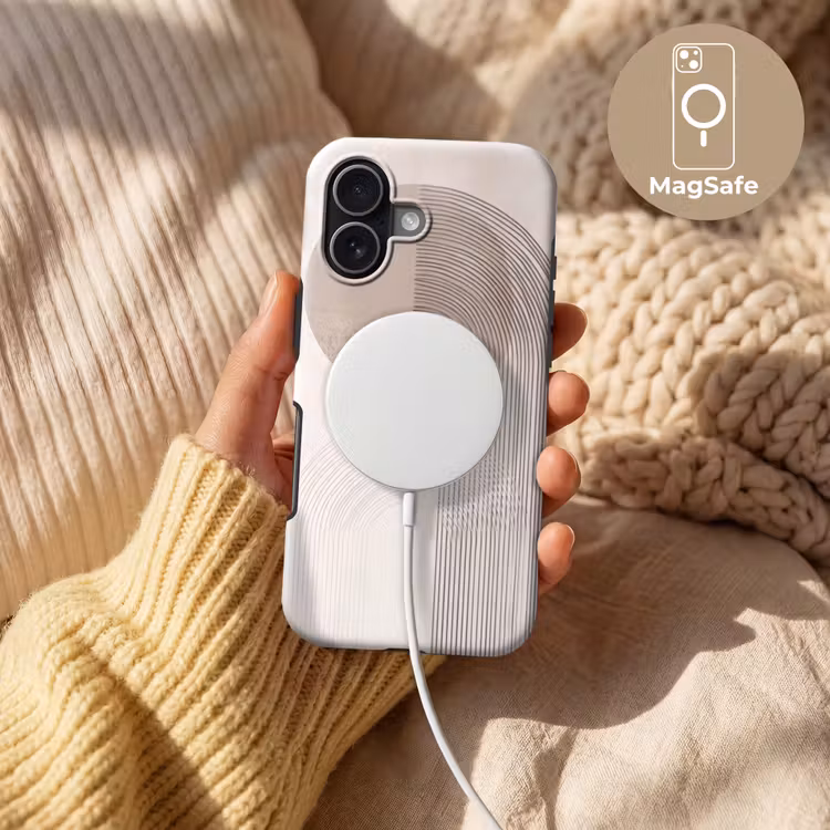 Minimalistisch - Cirkel - Lichtgrijs Toughcase MagSafe Apple iPhone 17 klein -USP_MagsafeV
