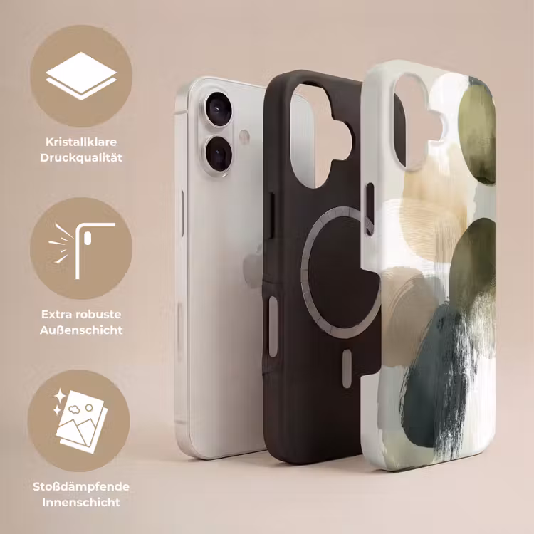 Minimalistisch - Cirkels - Penseelstreken - Beige Toughcase MagSafe Apple iPhone 17 klein -USP_Lagen_DE