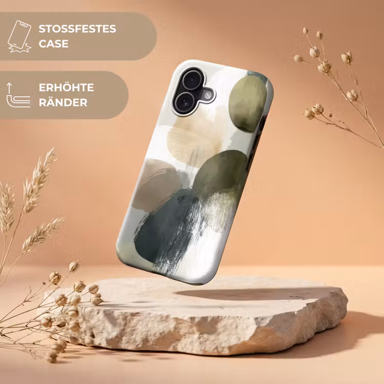 Minimalistisch - Cirkels - Penseelstreken - Beige Toughcase MagSafe Apple iPhone 17 klein -USP_RandenV_DE