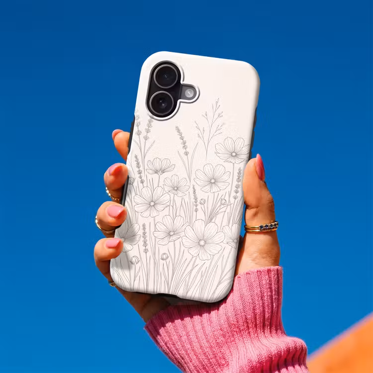 Minimalistisch - Modern - Bloemen - Beige Toughcase MagSafe Apple iPhone 17 klein -Sfeer1V
