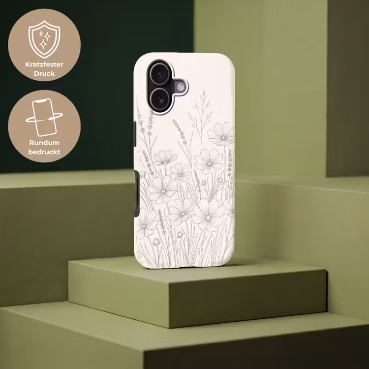 Minimalistisch - Modern - Bloemen - Beige Toughcase MagSafe Apple iPhone 17 klein -USP_PrintM_DE