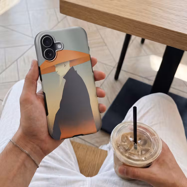 Minimalistisch - Silhouet - Oranje Toughcase MagSafe Apple iPhone 17 klein -Sfeer1M