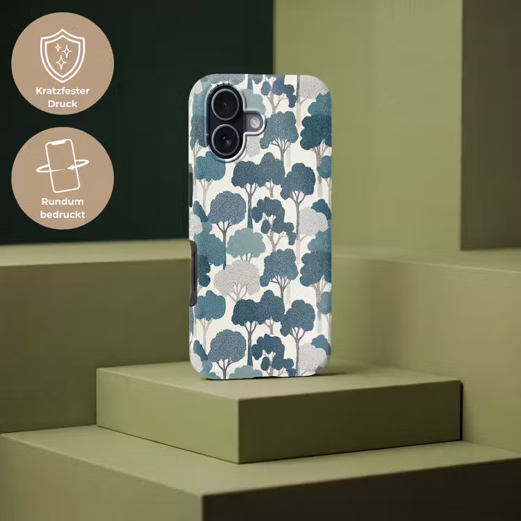 Modern - Bomen - Bos - Patroon - Blauw Toughcase MagSafe Apple iPhone 17 klein 1017 -USP_PrintM_DE