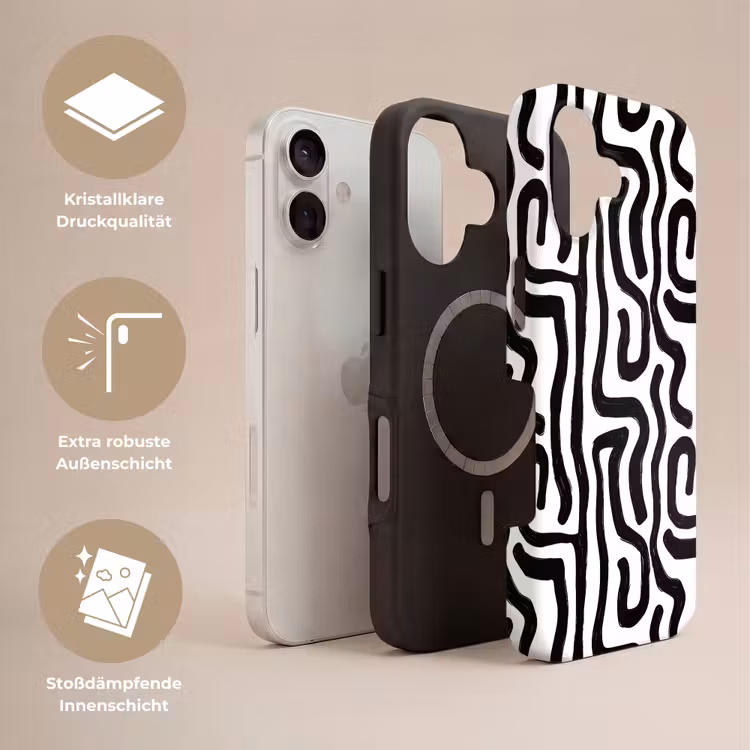 Modern - Lijnen - Zwart Toughcase MagSafe Apple iPhone 17 klein 1017 -USP_Lagen_DE