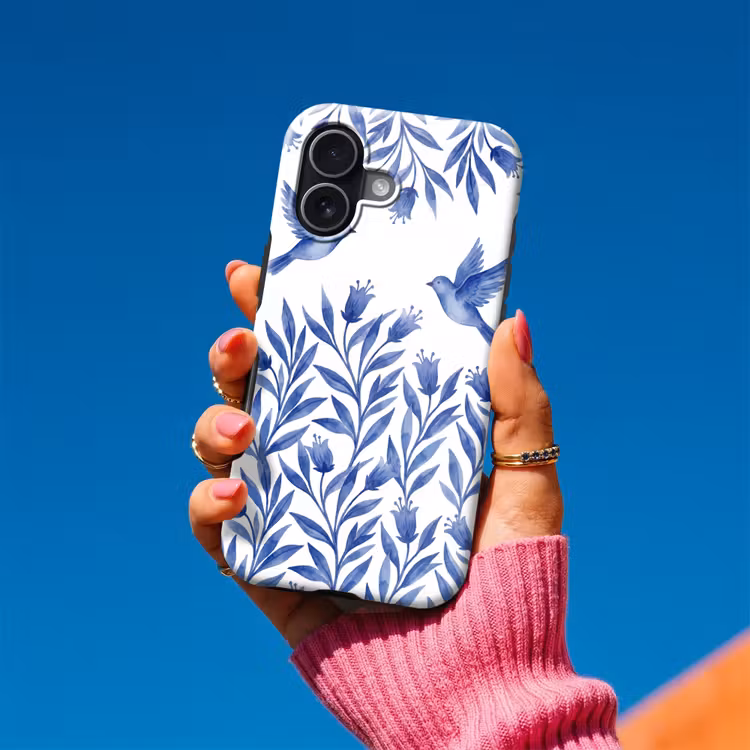 Modern - Vogels - Delfts - Blauw Toughcase MagSafe Apple iPhone 17 klein -Sfeer1V