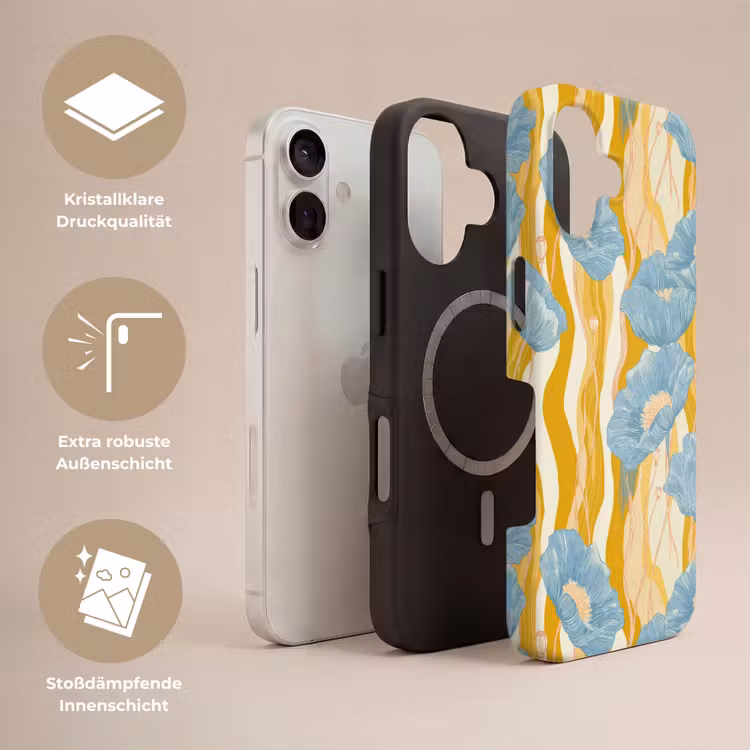 Papavers - Botanisch - Blauw Toughcase MagSafe Apple iPhone 17 klein 1017 -USP_Lagen_DE