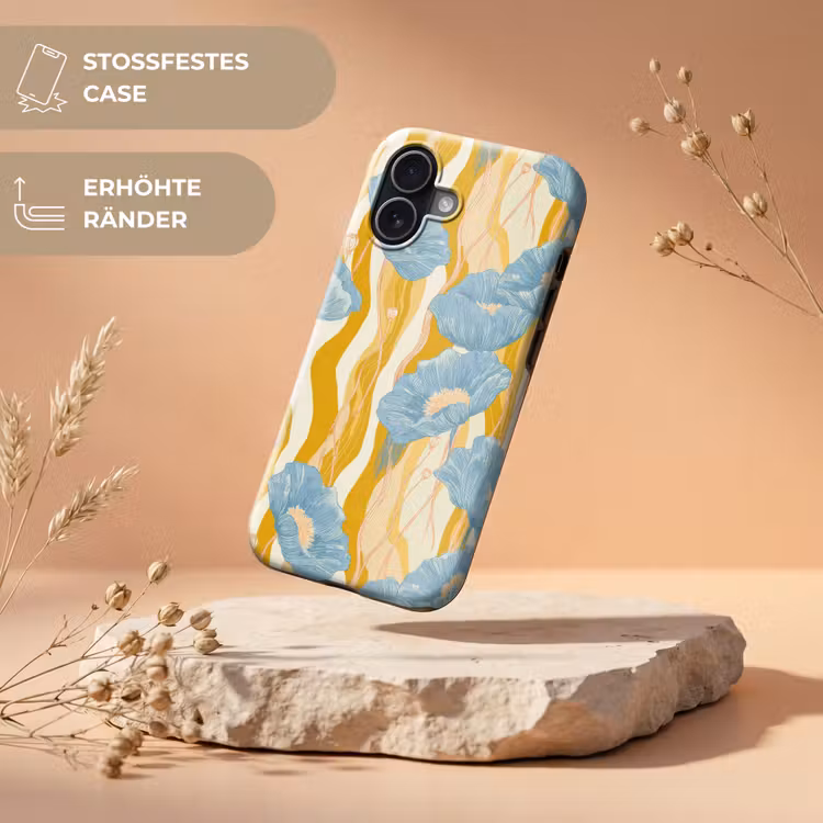 Papavers - Botanisch - Blauw Toughcase MagSafe Apple iPhone 17 klein 1017 -USP_RandenV_DE