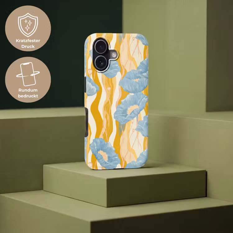 Papavers - Botanisch - Blauw Toughcase MagSafe Apple iPhone 17 klein 1017 -USP_PrintM_DE