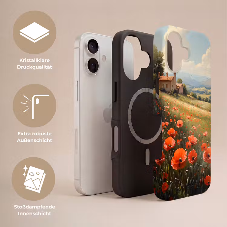 Klaprozen - Rood - Heuvels - Landschap Toughcase MagSafe Apple iPhone 17 klein -USP_Lagen_DE