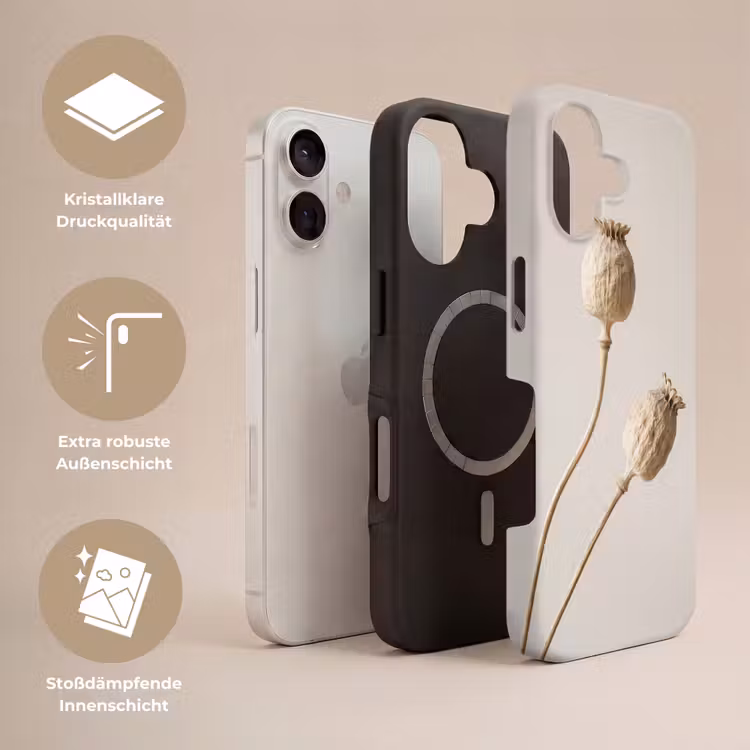 Papaverbollen - Droogbloemen - Minimalistisch - Beige - Rustig Toughcase MagSafe Apple iPhone 17 klein -USP_Lagen_DE