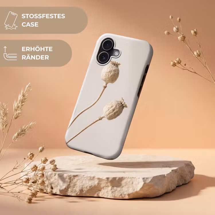 Papaverbollen - Droogbloemen - Minimalistisch - Beige - Rustig Toughcase MagSafe Apple iPhone 17 klein -USP_RandenV_DE