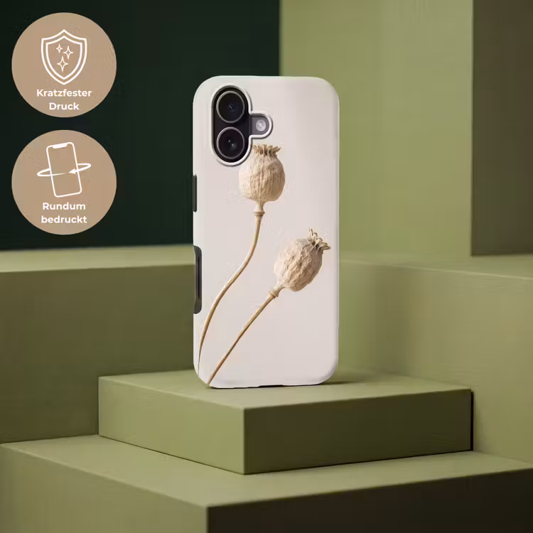 Papaverbollen - Droogbloemen - Minimalistisch - Beige - Rustig Toughcase MagSafe Apple iPhone 17 klein -USP_PrintM_DE