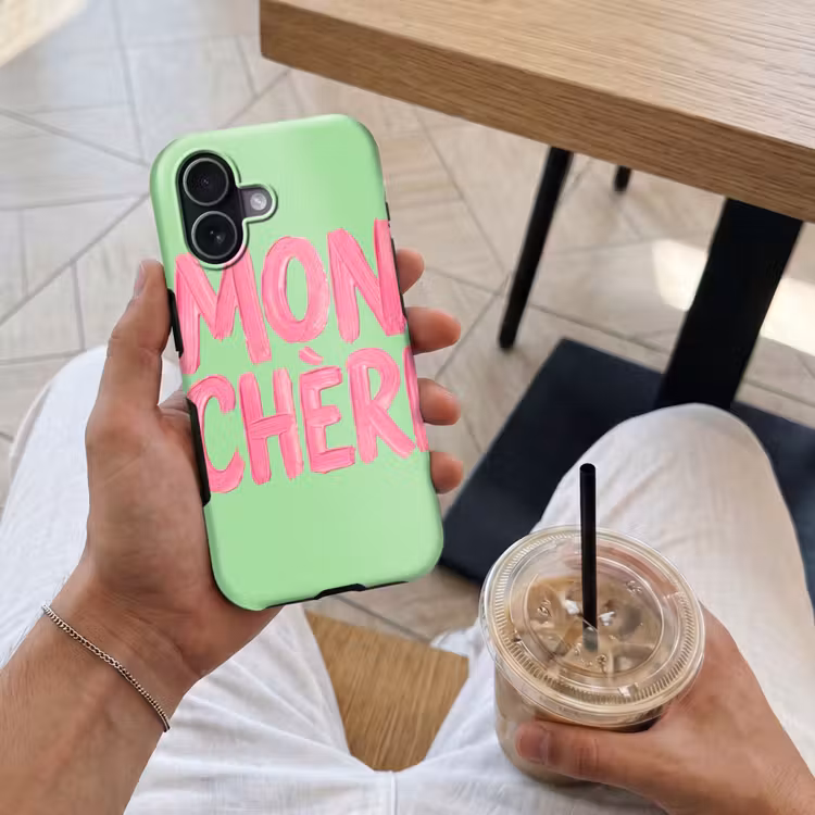 Mon cheri - Groen - Roze Toughcase MagSafe Apple iPhone 17 klein -Sfeer1M
