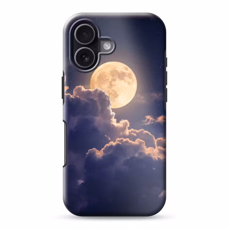 Maan - Wolken - Nacht - Oranje Toughcase MagSafe Apple iPhone 17 klein -3d