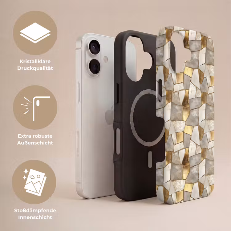 Mozaïek - Marmer - Goud Toughcase MagSafe Apple iPhone 17 klein 1017 -USP_Lagen_DE