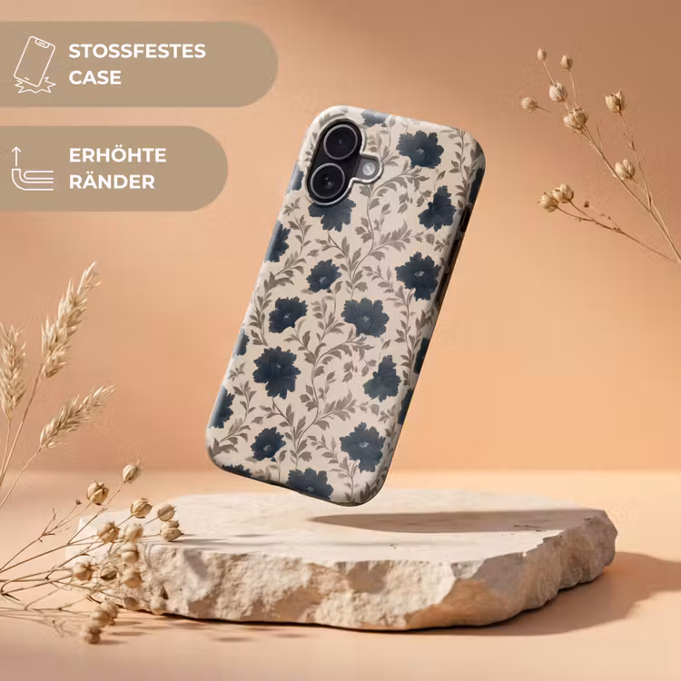 Motief - Bloemen - Zwart - Beige Toughcase MagSafe Apple iPhone 17 klein 1017 -USP_RandenV_DE
